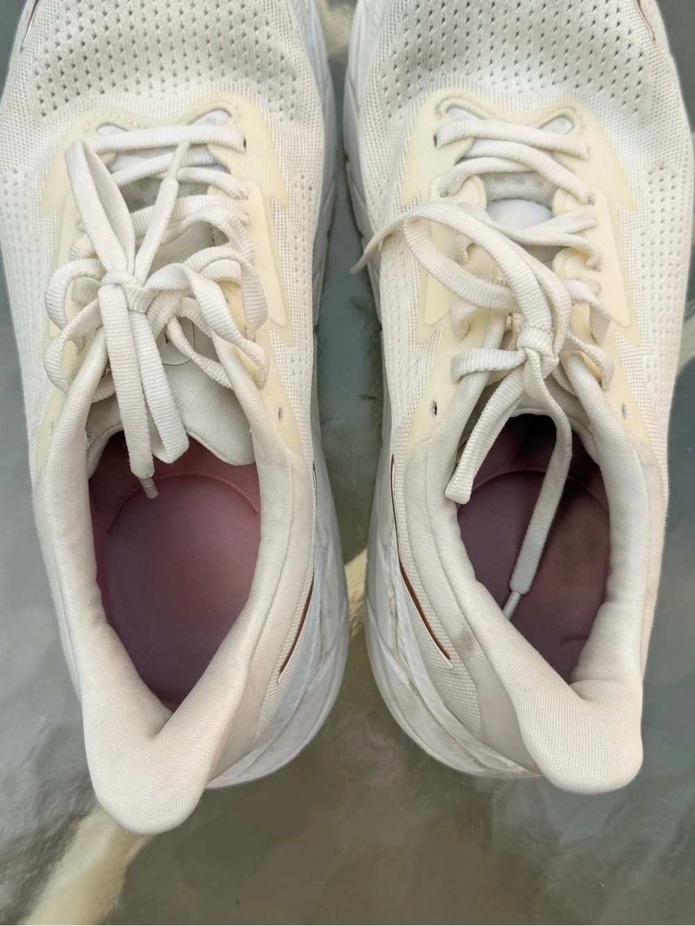 Hoka Women's Running Shoes in Light Ivory with Taupe Accents